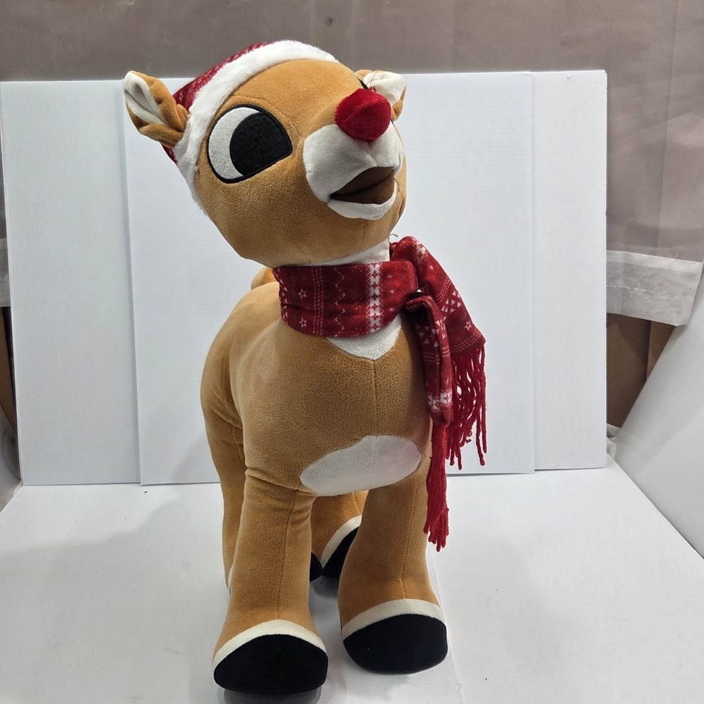 GEMMY RUDOLPH THE RED NOSED REINDEER 21 INCH GREETER PLUSH LIGHT UP NOSE